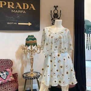 Blue and yellow floral spring dress